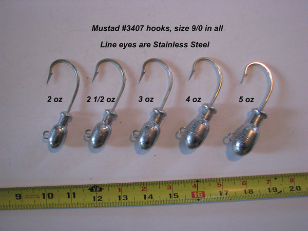 Jetty Caster style jig heads with BIG hooks!