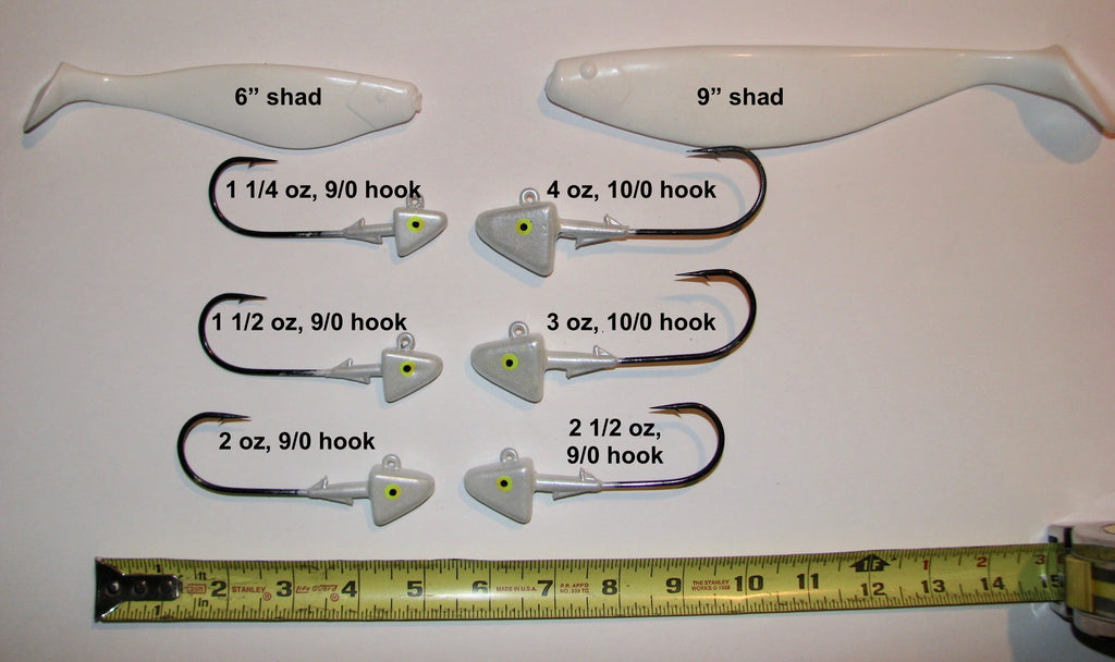 Shad Heads w/MEGA size hooks.